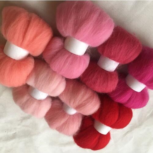 Wolvilt feltro mixed feutrine naaldvilten lana merino wool fibre roving for needle feling kit doll wool diy crafa 140g 20g/bag
