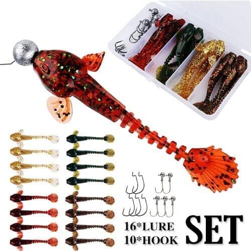 Sougayilang Fishing Lure Hook Set Soft Worm Lure with Crank Hooks and Jig Hooks Fishing Baits Tackle Outdoor Fishing Accessories