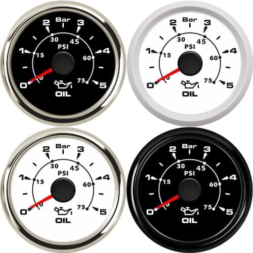 52mm Universal Fuel Pressure Gauge Liquid 0-75 psi Oil Press Gauge Auto Fuel Gauge engine oil compression tester manometri