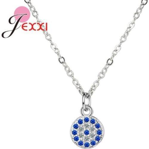 Factory Price 2 Colours Women Female Round Necklace Jewelry 925 Sterling Silver Necklace With Full AAA Cubic Zircon