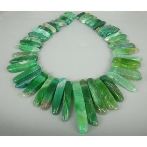 Green Slice Stone Point Pendant Beads, Dyed Pendant Necklace, 2017 Freeship Super Popularity European Fashion Jewelry for Women