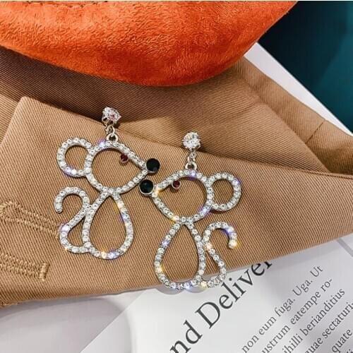 Big Gold Punk Statement Mouse Stone Stud Earrings Women Metal Alloy Geometric Spring Christmas Alloy Earings Fashion Jewelry