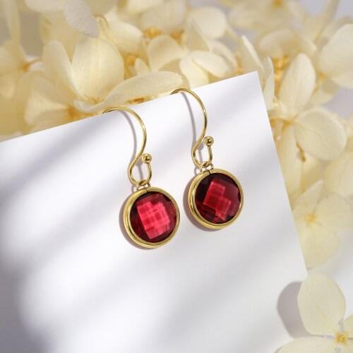 Crystals From Round Earrings High Quality Stainless Steel Gold Fashion Jewelry Gift Multiple Colors
