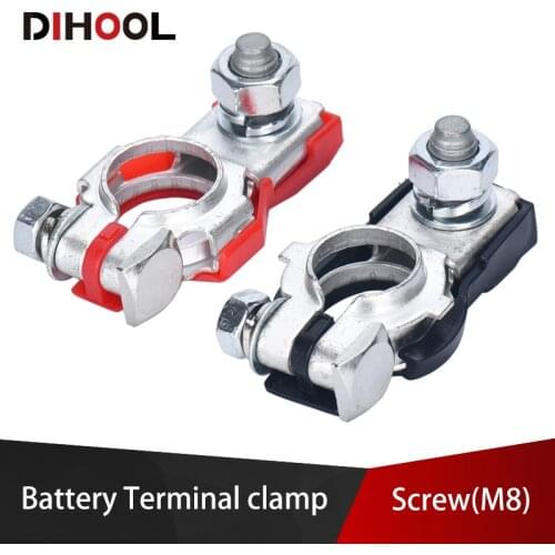 1 Pair of Auto Battery Terminals Red Black Positive and Negative Connector with M8,Tinned Copper with Cover for Car,Boat,RV