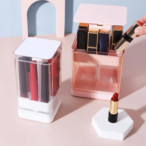 1PC Lipstick Holder Creative Press Lift Type Lipstick Storage Box Dressing Table With Lid Display Stand Glaze Lipstick Holder