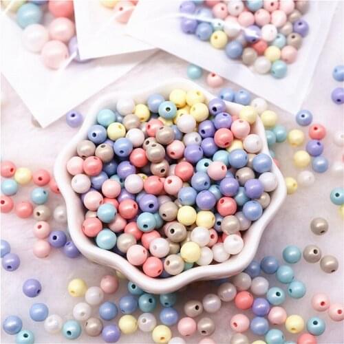 10g 6mm Colorful Round Pearl Beads with Holes Imitation Macaron Acrylic Beads Crafts for Jewelry Making DIY Handmade Accessory