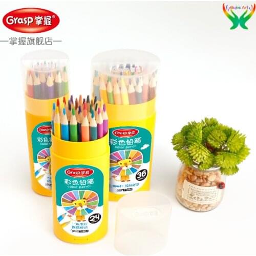 12/18/48 oily color pencil Grasp triangle hand-painted drawing doodle bright color pencil students beginners using plastic box