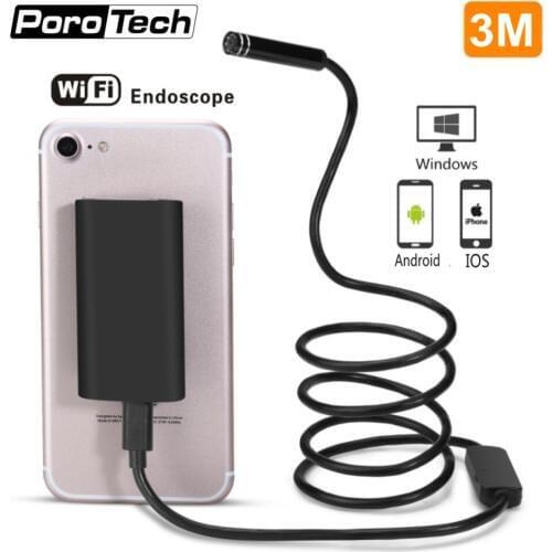 2pcs/lot Android IOS Wifi Endoscope 8mm Lens 8 LED Waterproof pipe Inspection Snake Camera 3m hard cable Iphone Endoscope camera