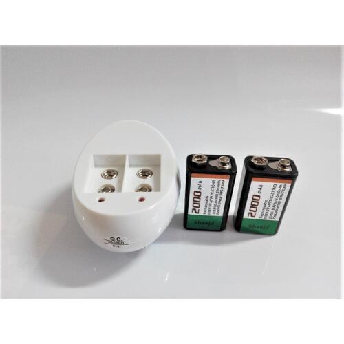 SHSEJA 2PCS 9v rechargeable battery Large capacity 2000mah 9V NiMH battery+ Smart 9v charger set