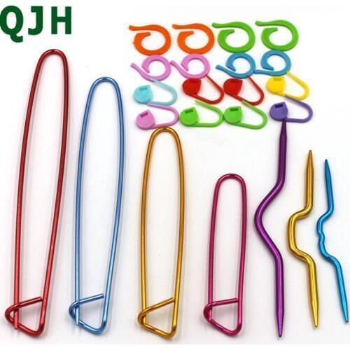 23pcs Cross stitch Knitting Cable needles Stitch Knitting Needles Smooth U Crochet Hook & L Needles Markers Needle Clip