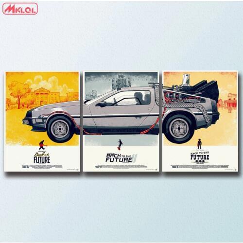 3 Panel back-to-the-future Print Frameless Canvas Art Oil Painting Home Decoration Modular Picture for Living Room Wall No frame