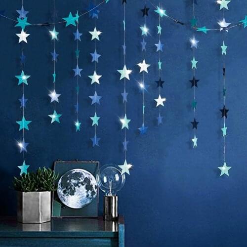 4m Star Hanging Bunting Banner Garlands Decorations Kids Birthday Supplies Baby Shower Decoration First Birthday Party Backdrop