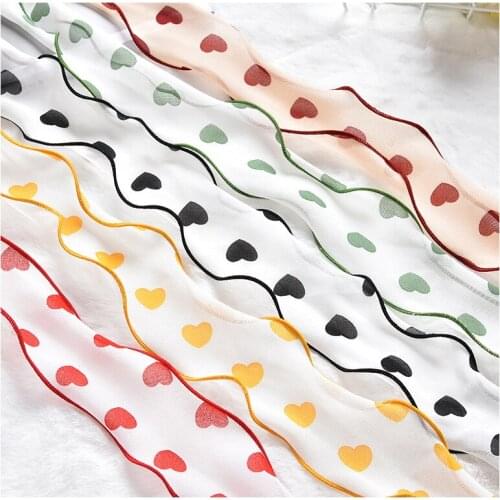 5 yards/lot Love Seaming Wavy Chiffon Ribbon for DIY Gift Box Floral Bouquet Packaging Hair Accessories Clothing Sewing Material
