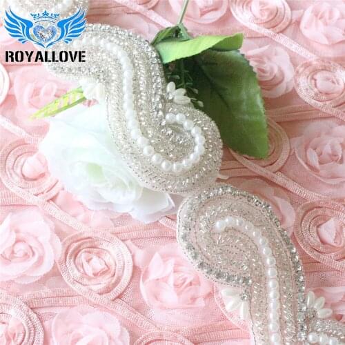 Bead Craft Braided Beaded Pearls Rhinestones Trim Costume Applique Iron on bridal Trimmings Wedding Favor Diamante Banding Chain