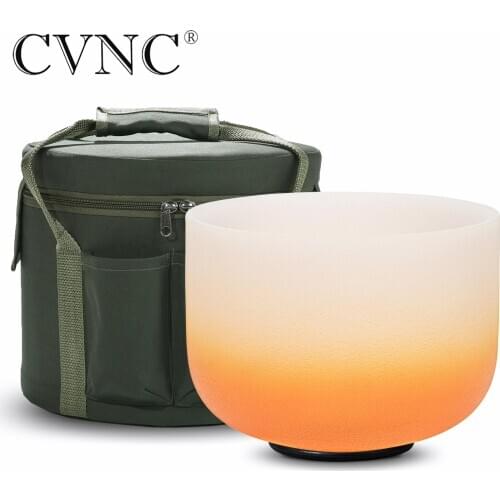 CVNC 8inch Note D Navel Chakra Frosted Quartz Crystal Singing Bowl For Meditation