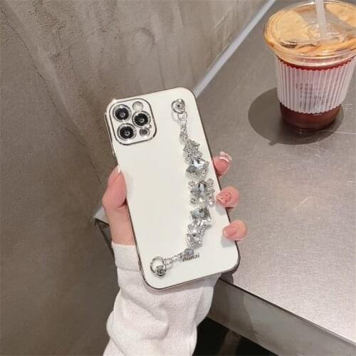 Luxury Glitter Bling Gemstone Rhinestone Bracelet Soft Phone Case For IPhone 11 12 Pro MAX XS XR X 7 8 6 6S Plus Protect Cover