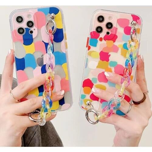 With Hand Rope Strap Chain Phone Case for iphone 12 Pro Max XR 11ProMax XSMAX X XS 7 8 plus SE 2020 Art Graffiti TPU Cases