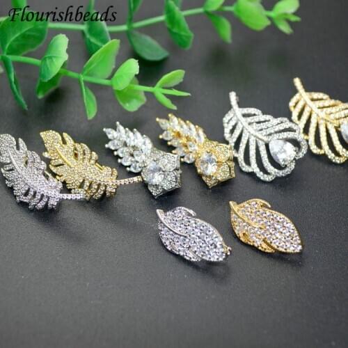 Various Shape Leaf Clasp & Hooks Fasteners Pave Zircon Beads for DIY Jewelry Makings Necklace Bracelet Chain Accessory Supplies
