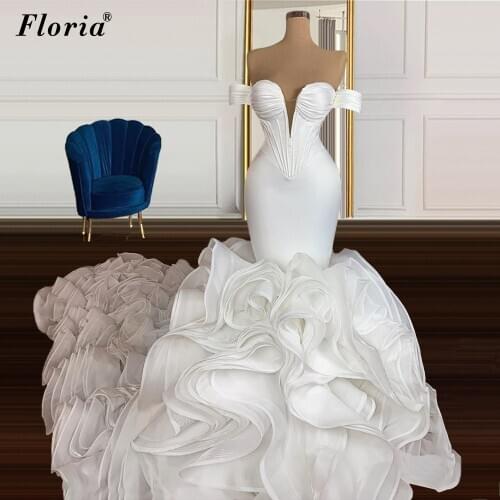 Elegant White Mermaid Wedding Dresses Off Shoulder Sexy Vestido De Noiva 2020 Gorgeous Wedding Gowns Beach Women Bridal Gowns