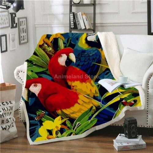 Cute Parrot Throw Blanket 3D Print Fleece Blankets For Beds Home Textiles Luxury Adult Gift Warm Bedspread Fashoin Animal Lovely