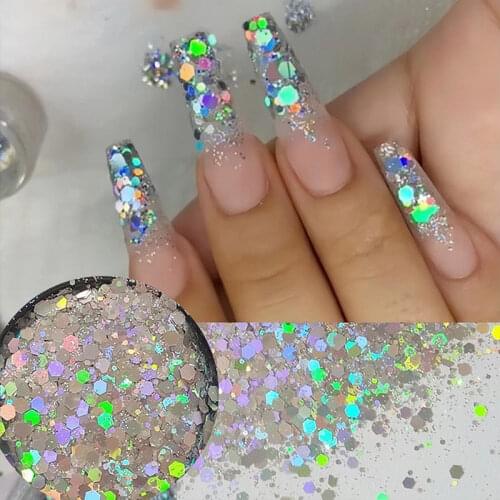 Holographic Glitter Laser Sequins Flakes Nail Dust Powder Glitters for Nail Art Design Decorations