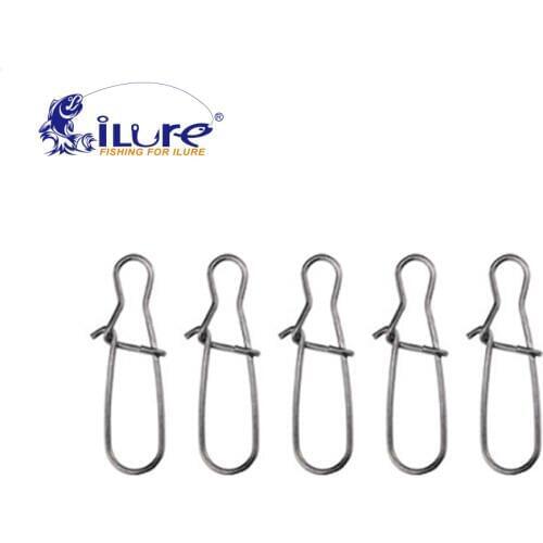 ILure 100pcs/lot Stainless Steel Fast Clip Lock Swivel Solid Rings Fishing Pin Fishing Tackle