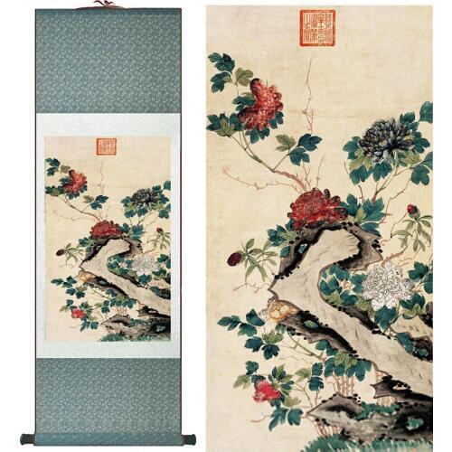 Flower painting silk scroll painting traditional flower painting Chinese flower picture In wash paintingPrinted painting