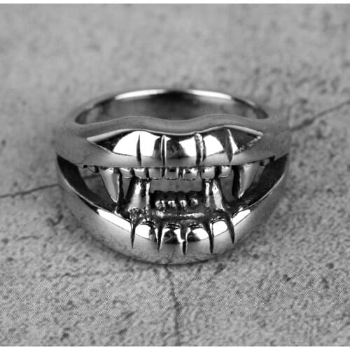 Stainless Steel Men Rings Devil Mouth Teeth Punk Rock Personality for Biker Male Boyfriend Jewelry Creativity Gift Wholesale
