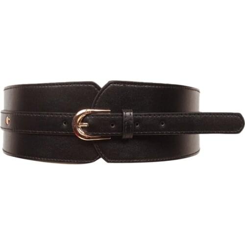 Leather High Belt Ladies Retro Belt Buckle Versatile Elastic Wide Belt Casual Waist Seal Decoration