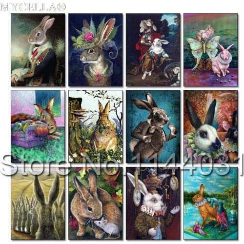 Rabbit Art 5d Diy Diamond Painting Cross Stitch Diamond Embroidery Animals Mosaic Hobbies Full Rhinestone Gifts Home Decor