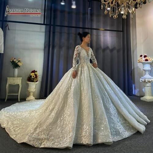 Amanda Novias design lace ball gown weddings 2021 luxury wedding dresses