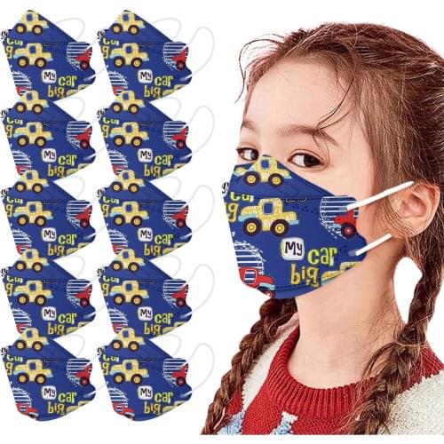 10/50pc Children Cartoon Mask For Kids Protective 4d Mouth Mask Girls Boys 4-layer Filter Pm2.5 Mask Earloop Bandage Facemask