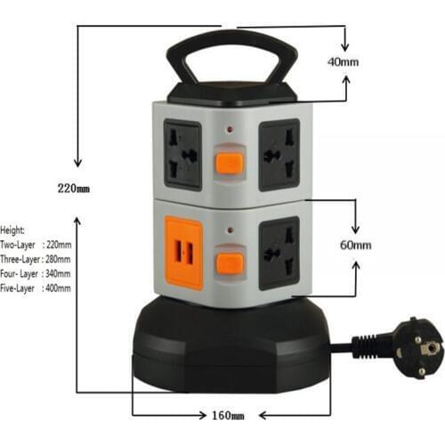 International electrical outlet socket Vertical USB charging American standard British standard Singapore socket ABS fire retard