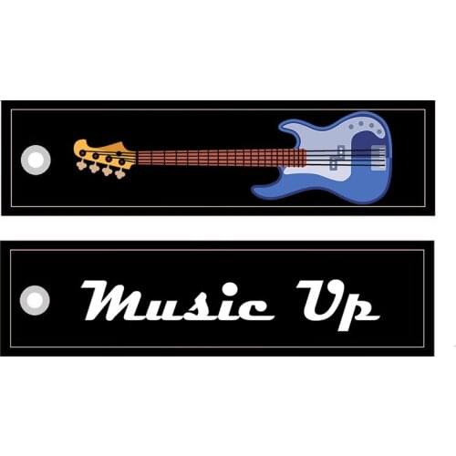 MiFaViPa 1 PC Embroidery Guitar Keychain Porte Fashion Trinkets Gift Motorcycle Car Key Accessories Music Lover Key Ring