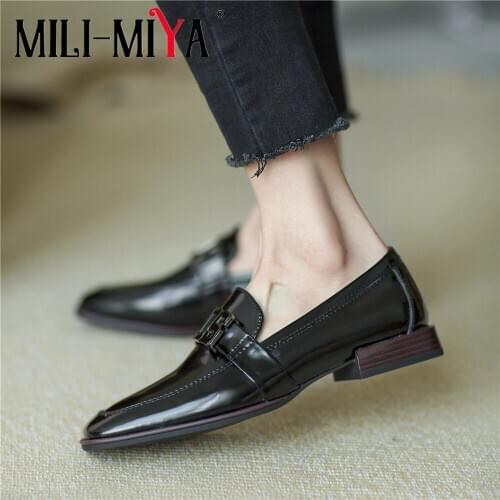 MILI-MIYA New Arrival Casual Round Toe Women Cow Leather Flats Slip On Solid Color Spring Autumn Street Shoes For Ladies