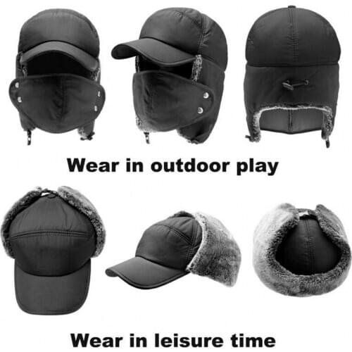 Men Winter Warm Thicken Cotton Thermal Bomber Hats Fashion Ear Protection Face Ski Hat Cap Hood Windproof Waterproof Outdoo X3R6