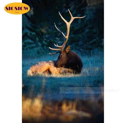 SIOSIOW 5D DIY Diamond Painting elk deer Cross Stitch kit Full Square 3d Diamond Mosaic Embroidery Animal Home Decor Living Room