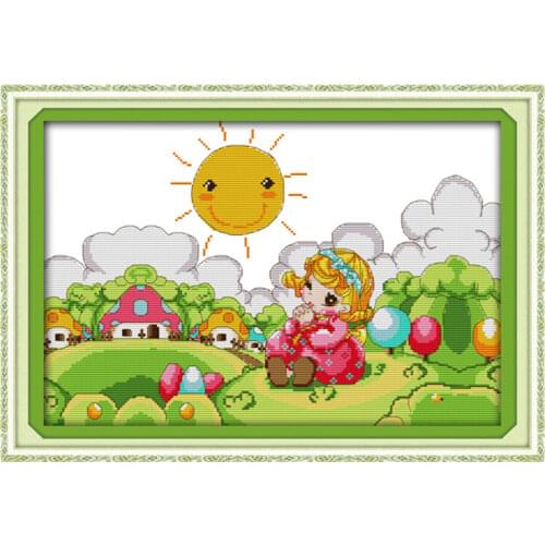 Fairy tale girl cross stitch kit cartoon 14ct 11ct count print canvas stitching embroidery DIY handmade needlework