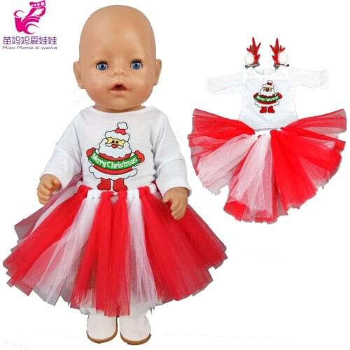 BabyDoll Christmas Santa Claus dress 18Inch Girl Doll Tutu Skirt Doll doll headwear