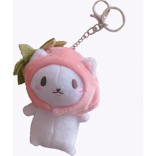 New childrens cartoon doll, key ring soft plush toy, lovely strawberry hat, Cat Pendant doll, girl bag pendant accessory gift