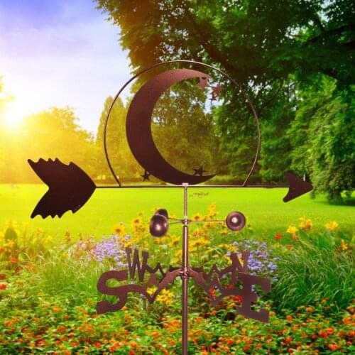 New Farm Metal Wind Vane Home Weather Vane Wind Direction Indicator Yard Measuring Tools For Outdoor Garden Bracket Decor Craft