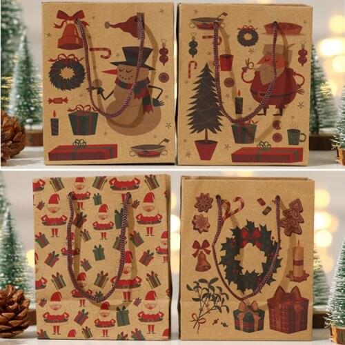 Christmas Decoration Gift Bag Small Santa Claus Tote Bag Gift Bag Exquisite Kraft Paper Children Gift Bag New Year 2021 Presents