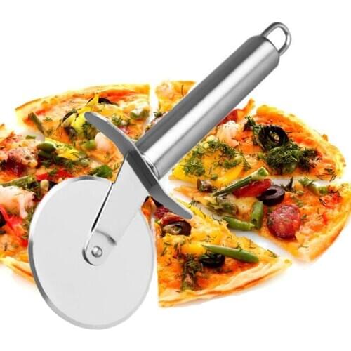Stainless steel pizza single wheel hob cutting knife meshing knife baking tool wooden handle pizza knife pizza tools