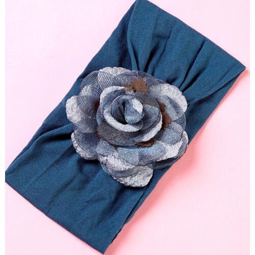 30pc/lot Wholesale Boutique Princess Lace Flower With Wide Nylon Headband Silk Flower Headband Newborn Children Girls Headwear