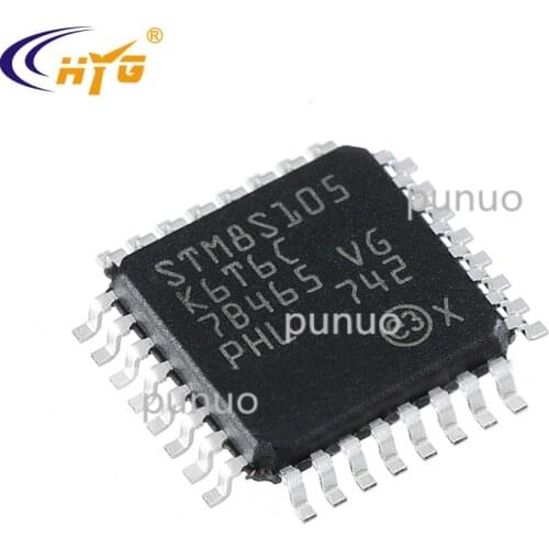 Original Authentic STM8S105K6T6C Encapsulation QFP32 2.95-5.5V 8b MCU ADC 32KB Flash Chip Timers Microcomputer Integrated EEPROM