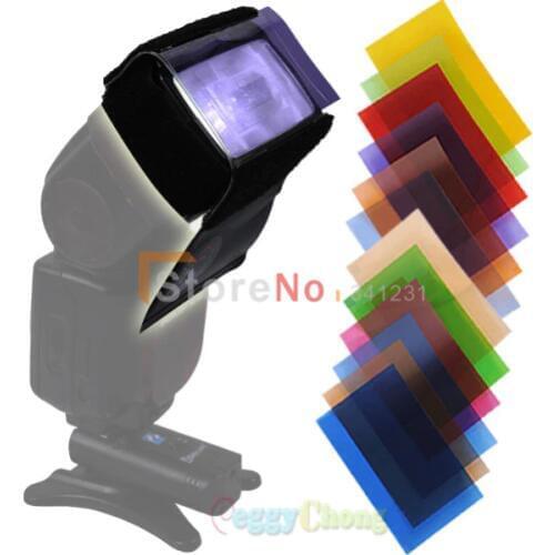 100% New 12 sets color card Flash Diffuser for Strobist Flash Gel Filter Color Balance with rubber band