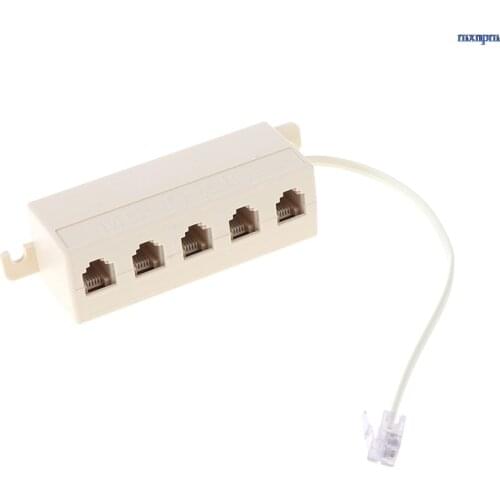 RJ11 Useful 5 Way Outlet Phone Modular Jack Telephone Line Adapter Splitter Connector Adapter