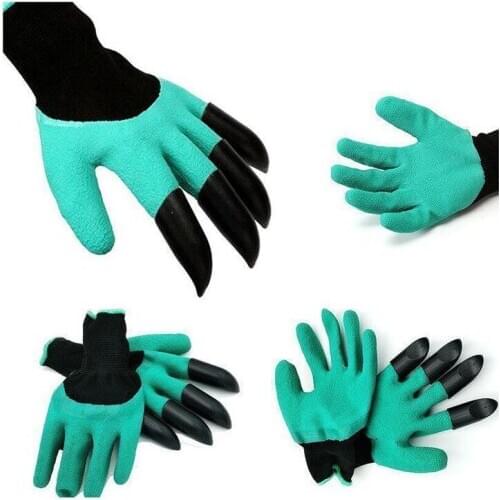 2PCS/Lot Garden Gloves With 4 Plastic Claws Easy For Digging Planting Garden Accessories Rubber Household Work Gloves