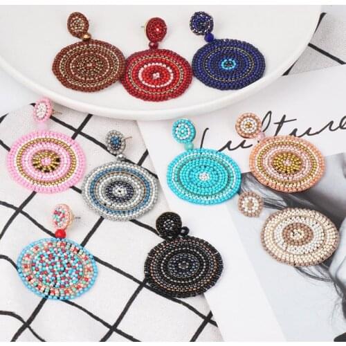 1 Pair Women Earrings Bohemian Style Beads Eardrop Fashion Earrings Ear Jewelry for Women Girls