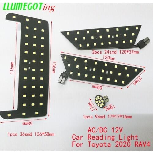 Super Bright 6000K White SMD2835 4pcs/set 12V Car Auto Interior Roof Ceiling Dome LED Reading Light Lamp For Toyota RAV4 Series